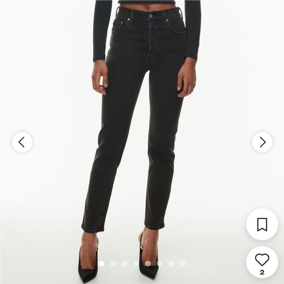 Aritzia Denim - Denim Forum The Lola High Rise Skinny Black Size 28 Grunge Dark Academia Mobwife